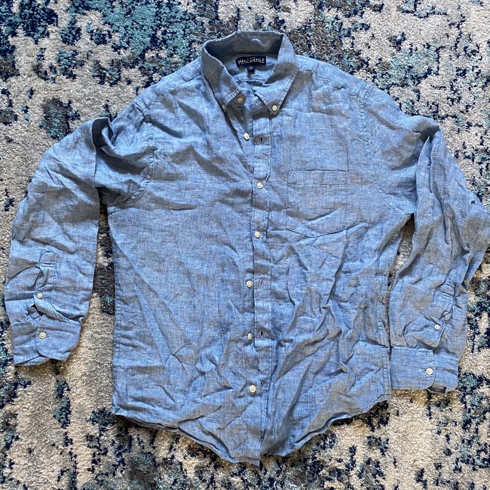 Mercantile Button Down Blue Fabric Mens M